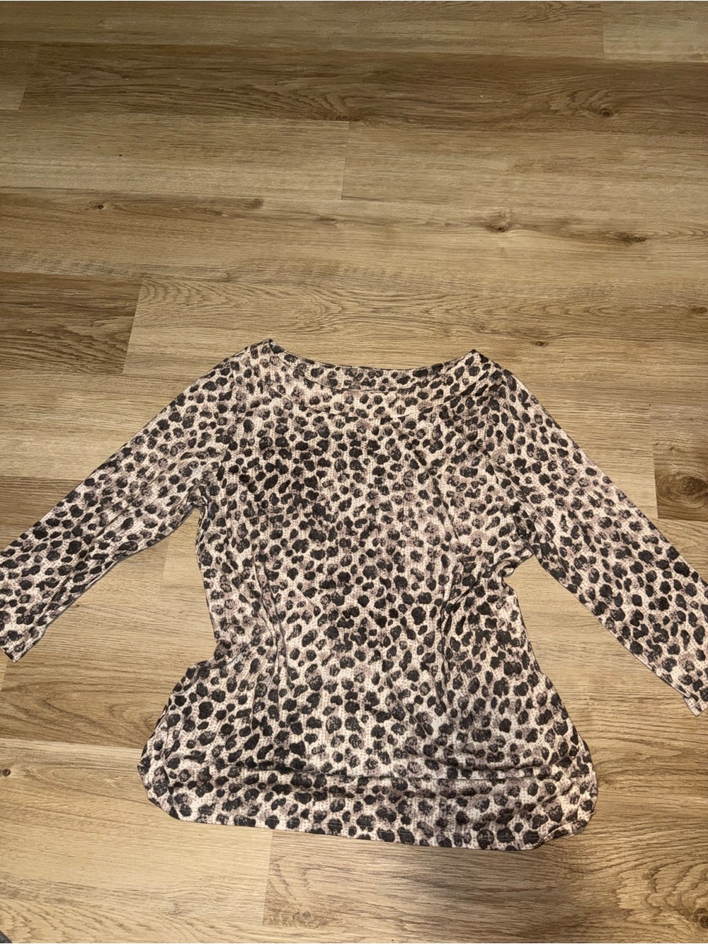 Coldwater Creek Beige and Black Leopard-Print Long Sleeve Top
